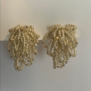 Vintage Pearl Cluster Clip Earrings